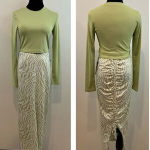 Stylish Olive Long Sleeve Crop Top